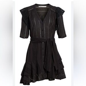 Veronica Beard Sima black cotton eyelet dress.